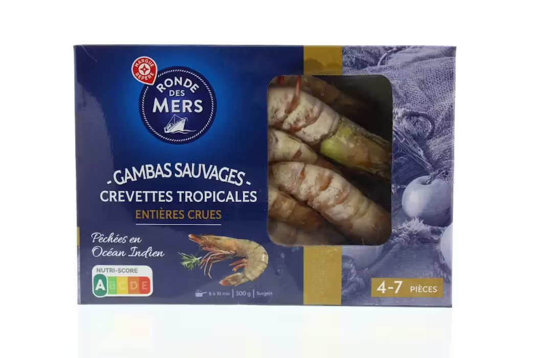 Frozen raw prawns brand Ronde des mers